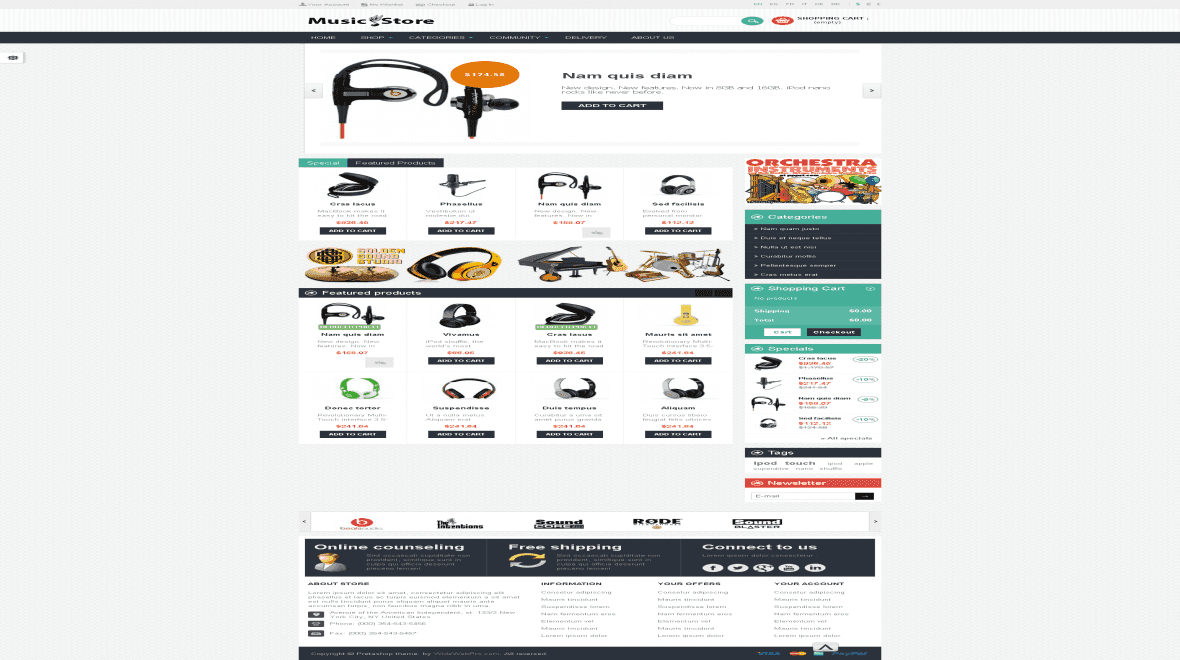Music Store Prestashop 1.5.x Responsive Theme